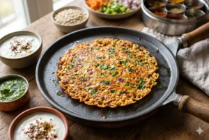 10 Minute Oats Vegetable Chilla % %caption % 10 Minute Oats Vegetable Chilla