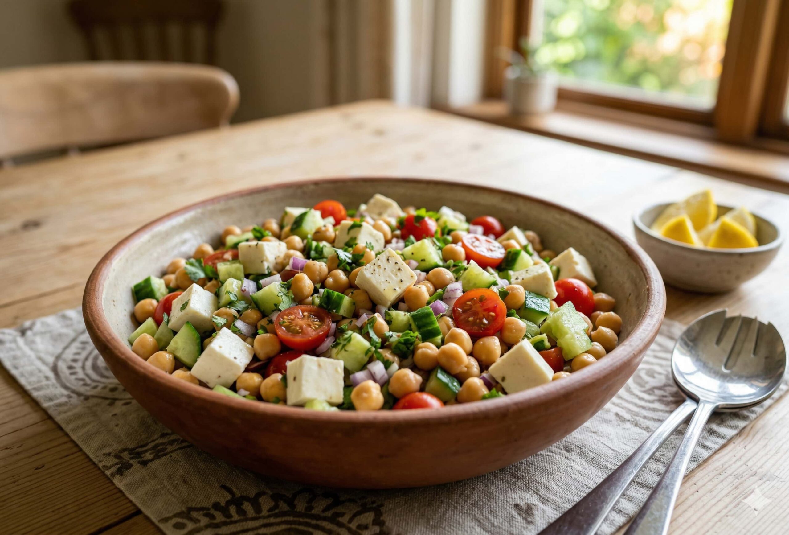 Healthy Chickpea and Paneer Salad for Summer Dinner Ideas
