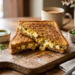 Gourmet grilled Paneer Corn Mayo Sandwich with golden crispy crust and creamy melting filling